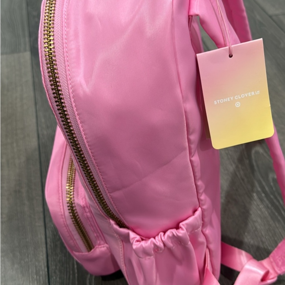 Stoney Clover Lane Pink Backpack with Gold Zippers